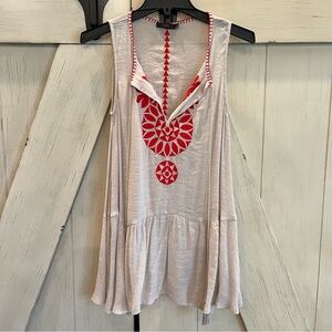 THML Cream and Red Swim Cover-Up Size XS
